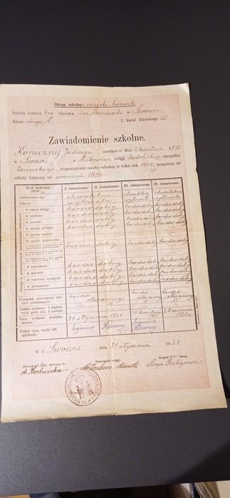 Stare świadectwo szkolne