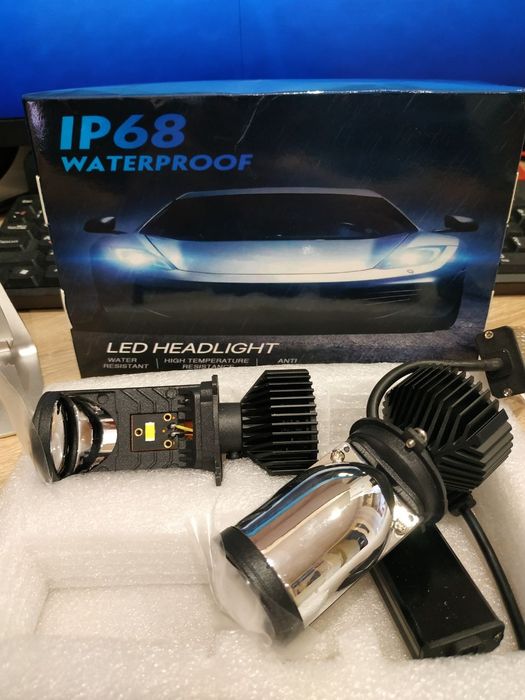 Лэд лампы в фару, линзы, Bi-Led Y6 H4 turbo