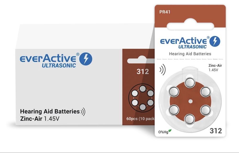 Baterie do aparatów słuchowych EverActive Ultrasonic 312 / PR41
