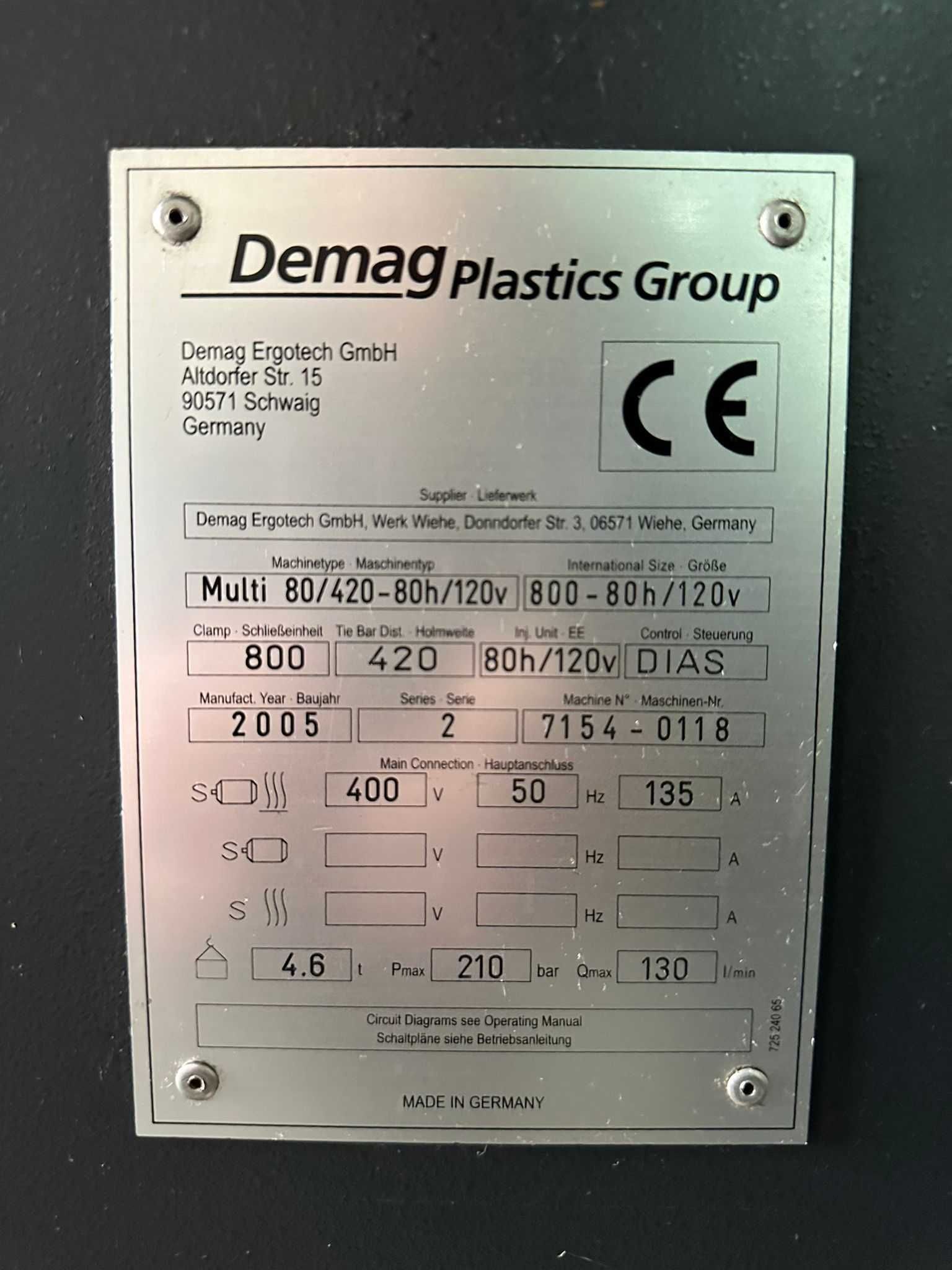 Sprzedam wtryskarkę Demag Multi 80/420-80h/120v, 2005r