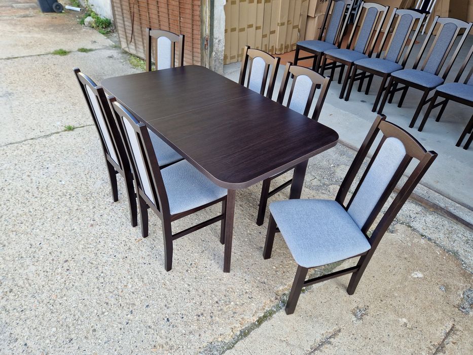 Nowe: Stół 80x140/180 + 6 krzeseł,  wenge + szary , dostawa cała PL