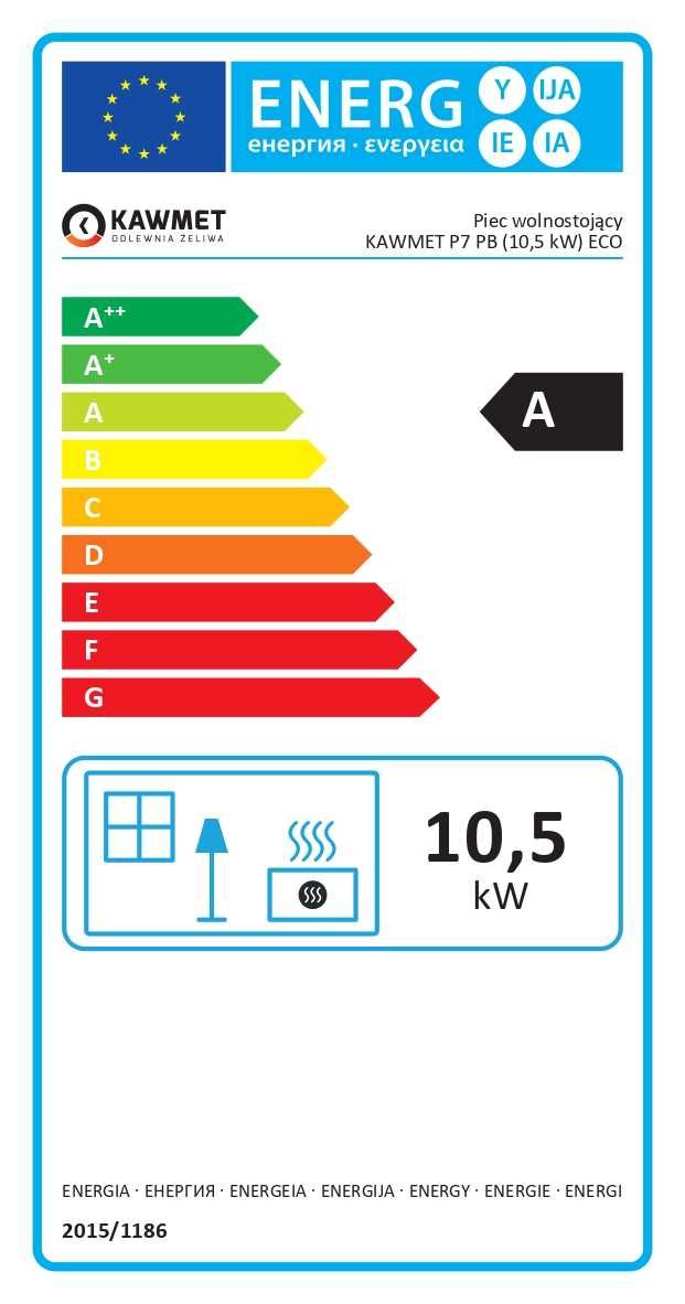 Piec piecyk kominek żeliwny z bocznymi drzwiczkami KAWMET P7 PB ECO