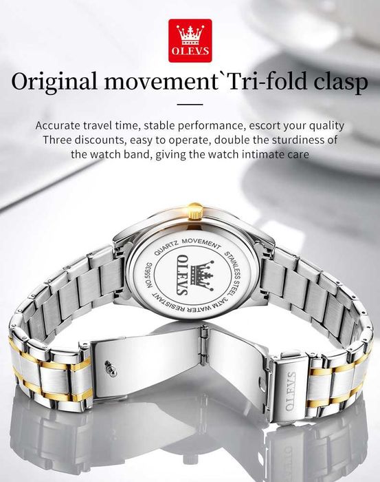 Klasyczny zegarek męski Olevs 40mm do garnituru podwójny datownik WR30