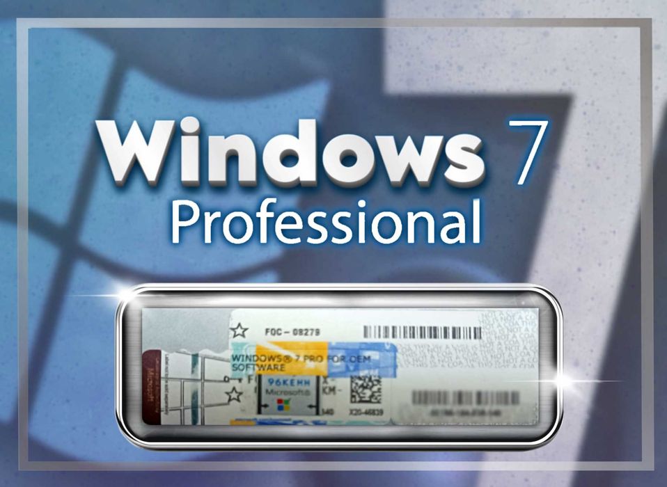 Windows 7 Professional Pro Naklejka COA Klucz Licencja