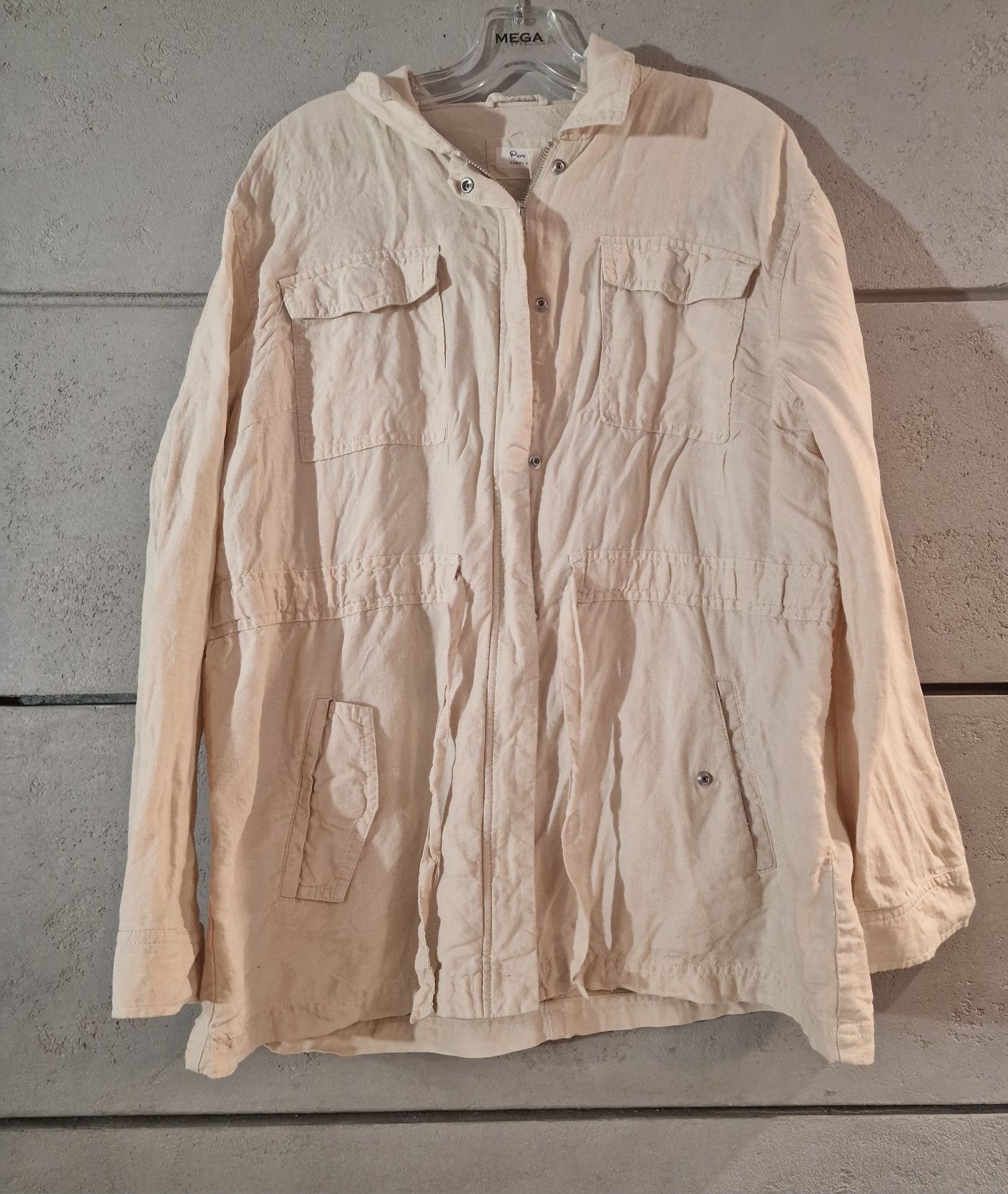 Kurtka parka płaszczyk narzutka pure linen XL