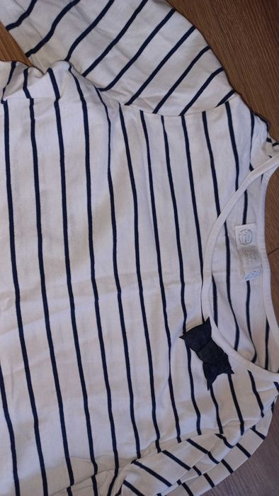 Koszulka biała paski dla dziewczynki kokarda cool club r.152 bluzka