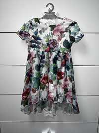 Sukienka elegancka okolicznosciowa w kwiaty tiulowa r. 98 UMBO