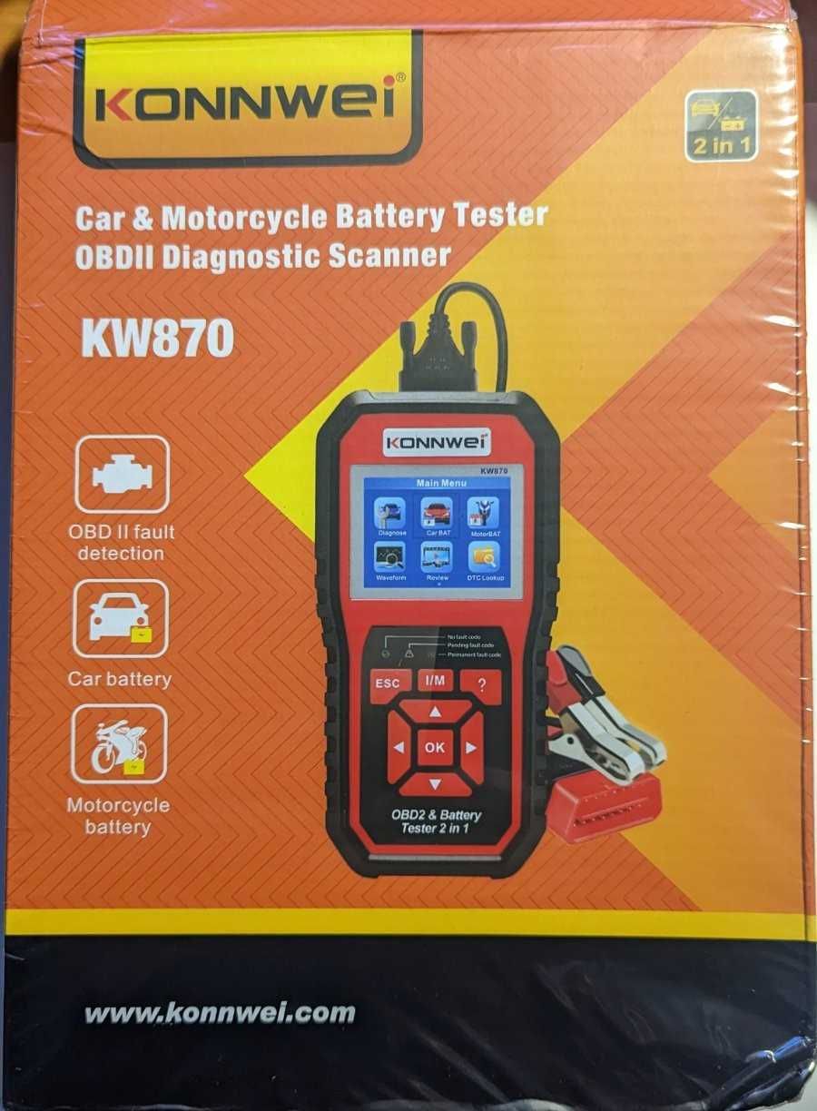 Konwwei KW870 Авто аккумулятор тестер OBDII  сканер