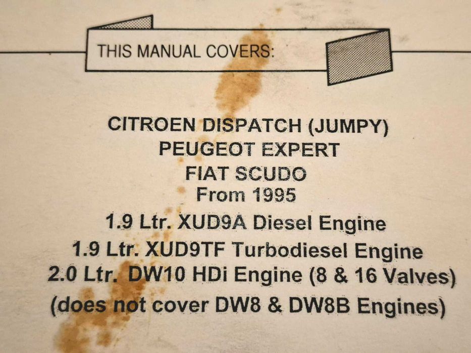 Livro manual técnico Citroen Dispatch Fiat Scudo Peugeot Expert