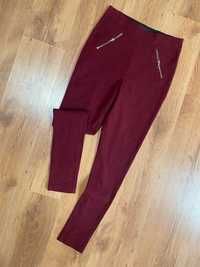 Bordo burgund m l zamki zip wiosna  rurki skinny tregginsy na gumie