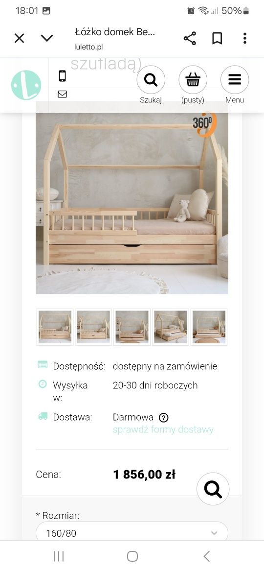 Łóżko domek luletto 160x80