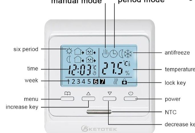 KETOTEK termostat do ogrzewania podłogowego M6