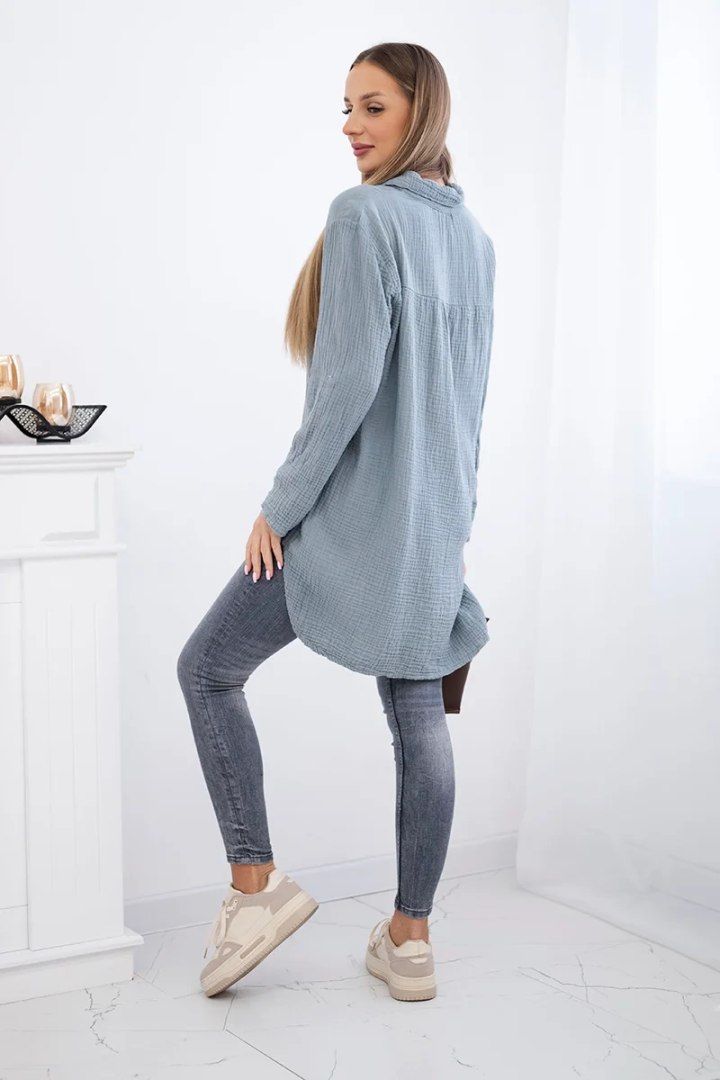 Koszula damska muślinowa Plus Size ciemnoszara 100% bawełna