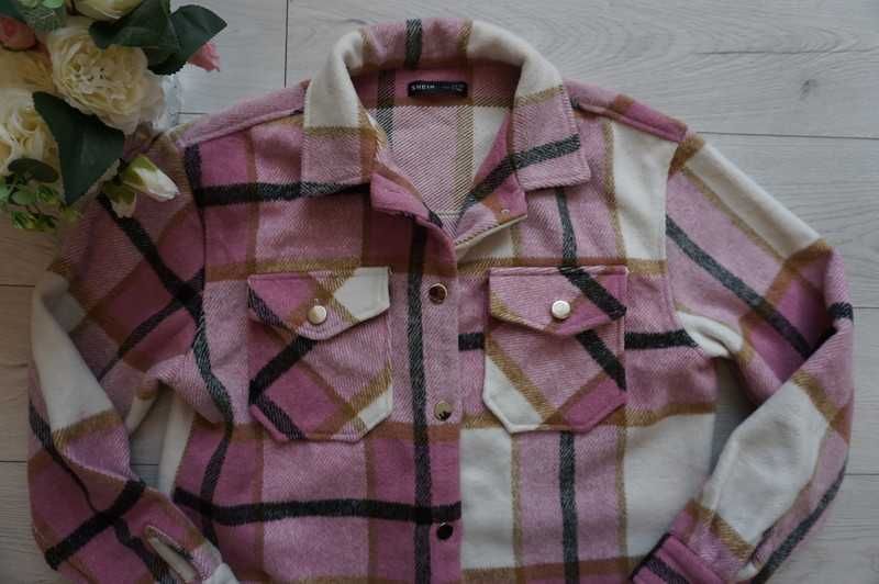 bluza~ kurtka koszulowa w kratę~ a'la flanela~ Shein r.36