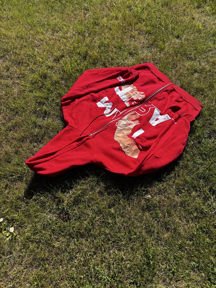 Oversize Bluza I Am Art Y2K Alt Streetwear Graficzna Czerwona L