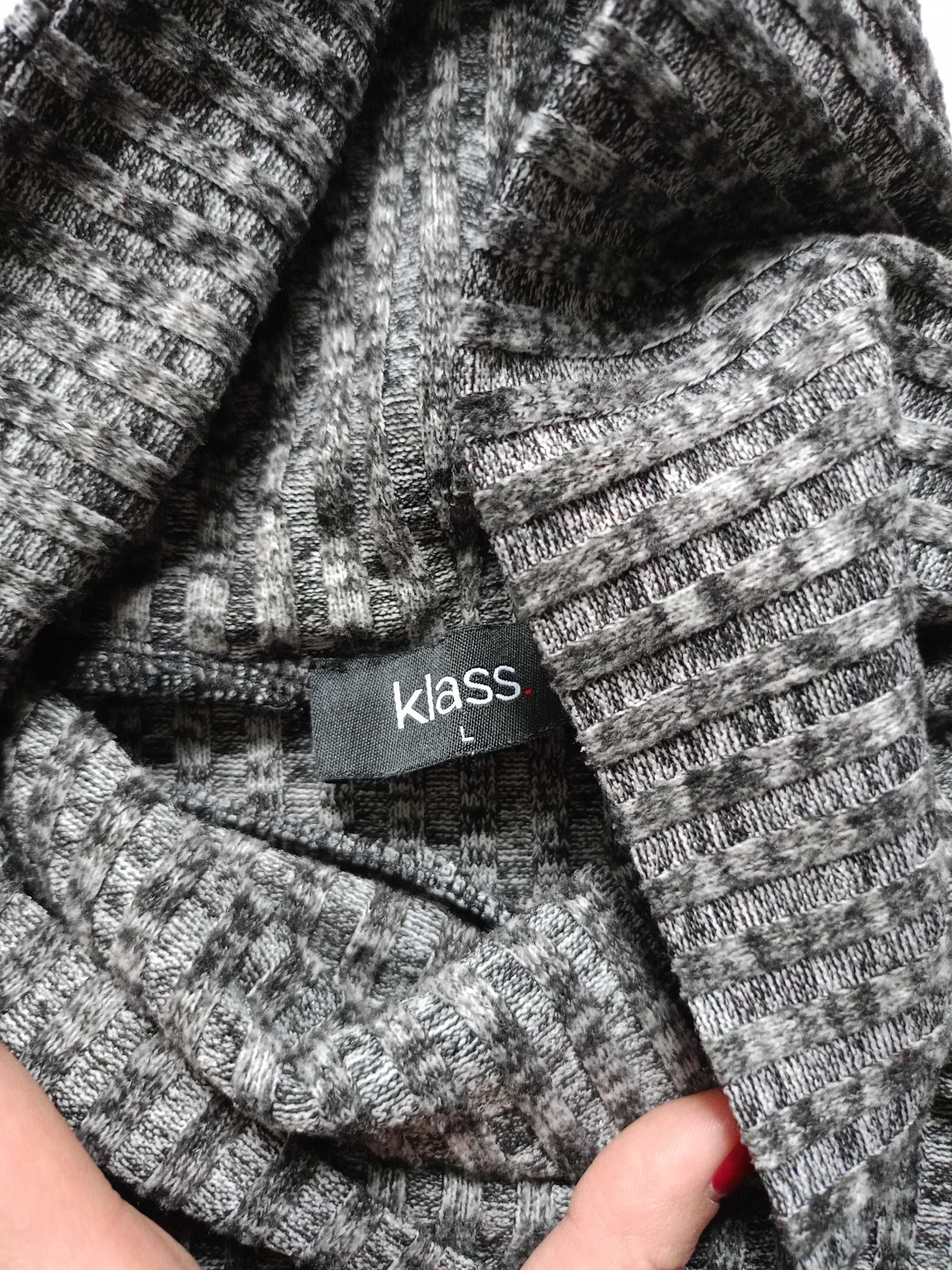 Sweter kardigan golf szary oversize klass rozmiar L