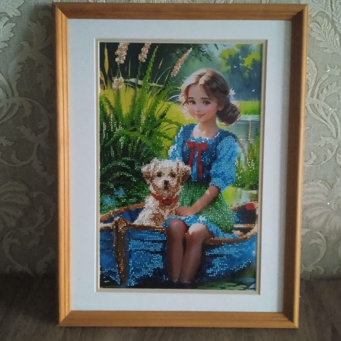 Картина біскром "На канікулах" ручної роботи. Картина бисером