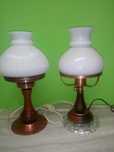 Stylowa lampa retro z metalu, ceramiki i drewna