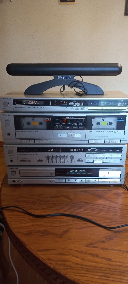 Technics, panasonic gramofon, wierza, kolumny cd