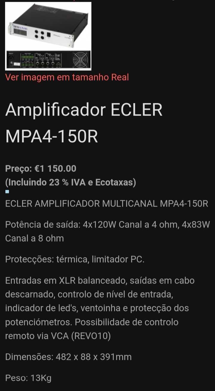 Ecler amplificador MPA4-150R de 4x150w