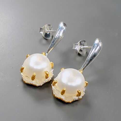 Серьги из серебра 925 пробы с натуральным не облагороженным жемчугом