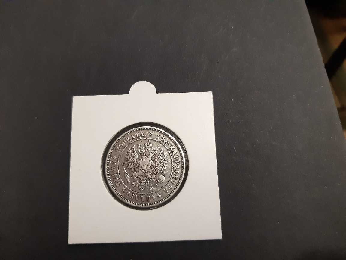 moneta srebrna Finlandii okres okupacji rosyjskiej z 1874r