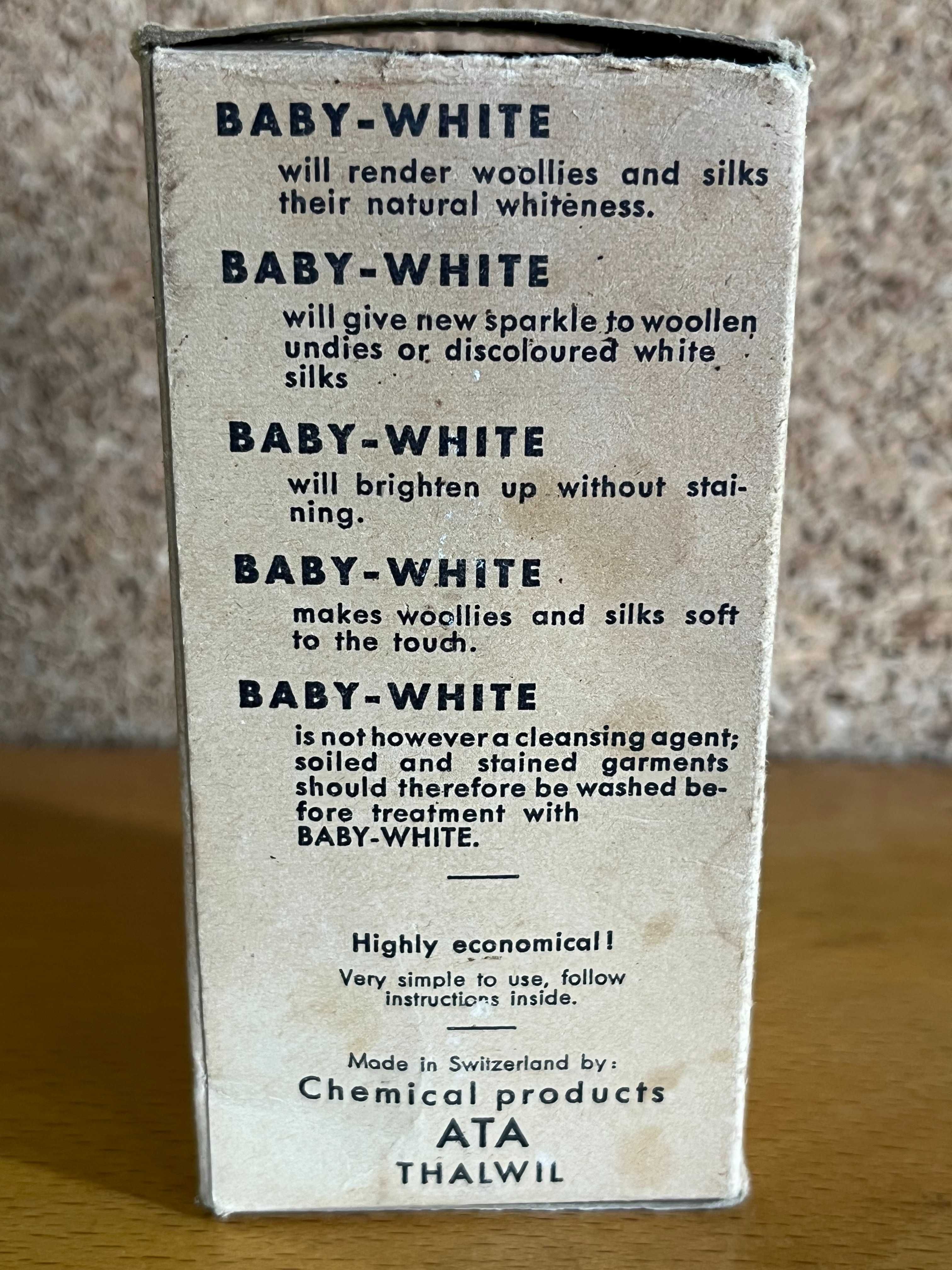 Baby-Blanc Baby-White, muito antigo branqueador suíço para roupa