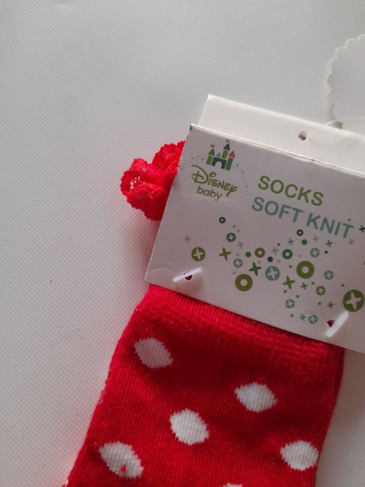 Skarpetki Disney czerwone w kropeczki z koroneczką 0-3 miesiące