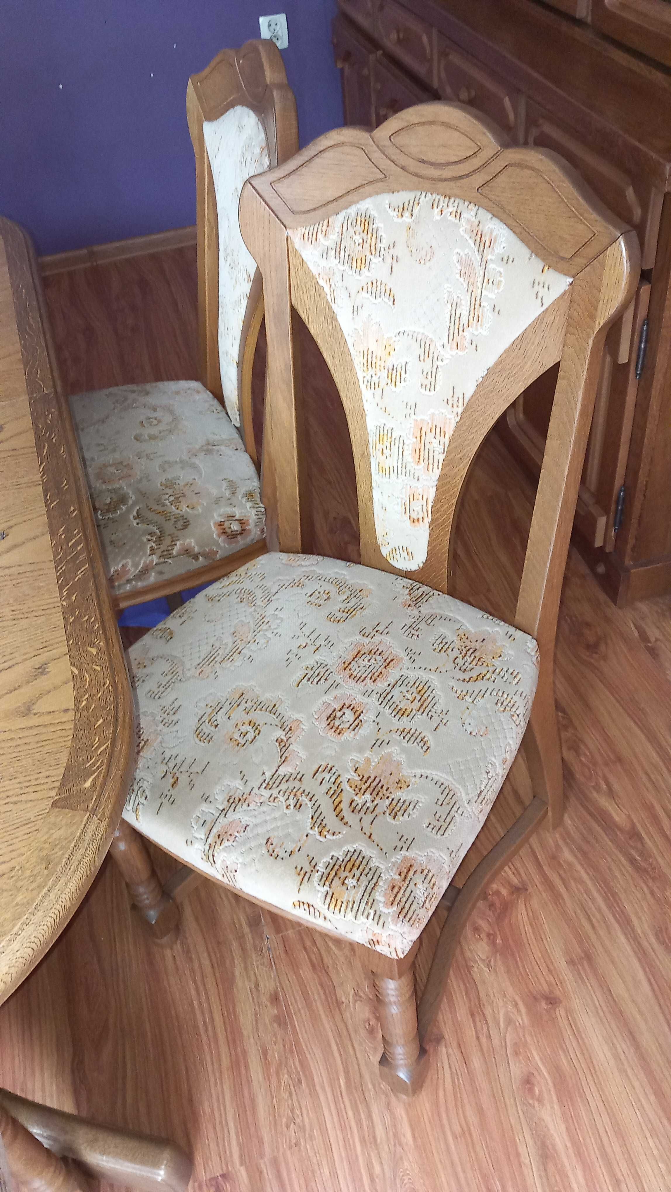 Stół krzesła dębowe 6szt zestaw