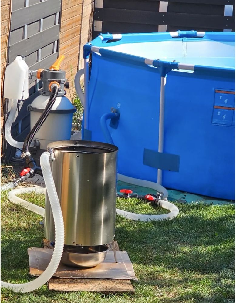 Ogrzewanie basenu jacuzzi ogniem piec na drewno+mata+popielnik+złączka