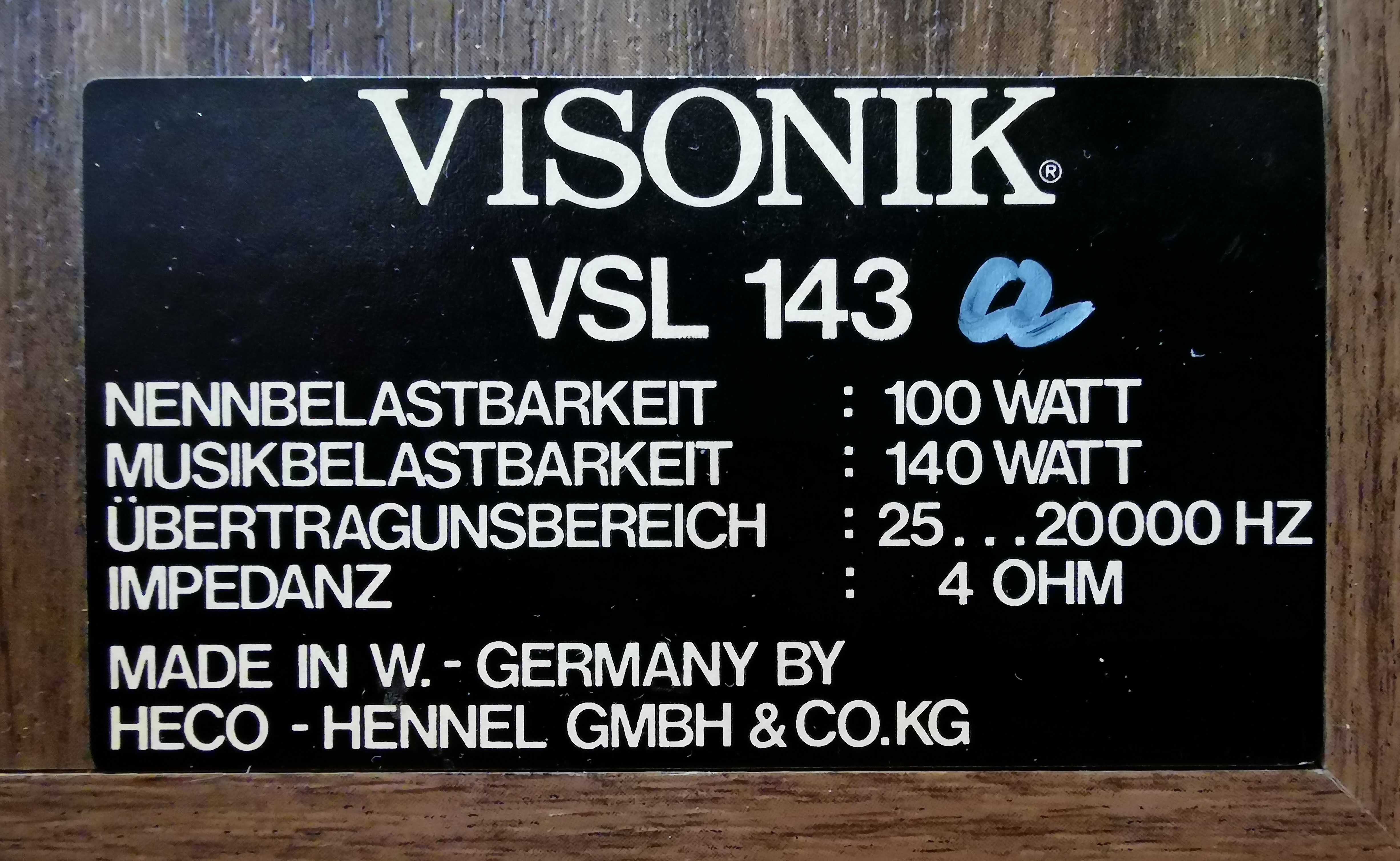Kolumny głośnikowe stereo Visonic VSL 143 Heco Vintage