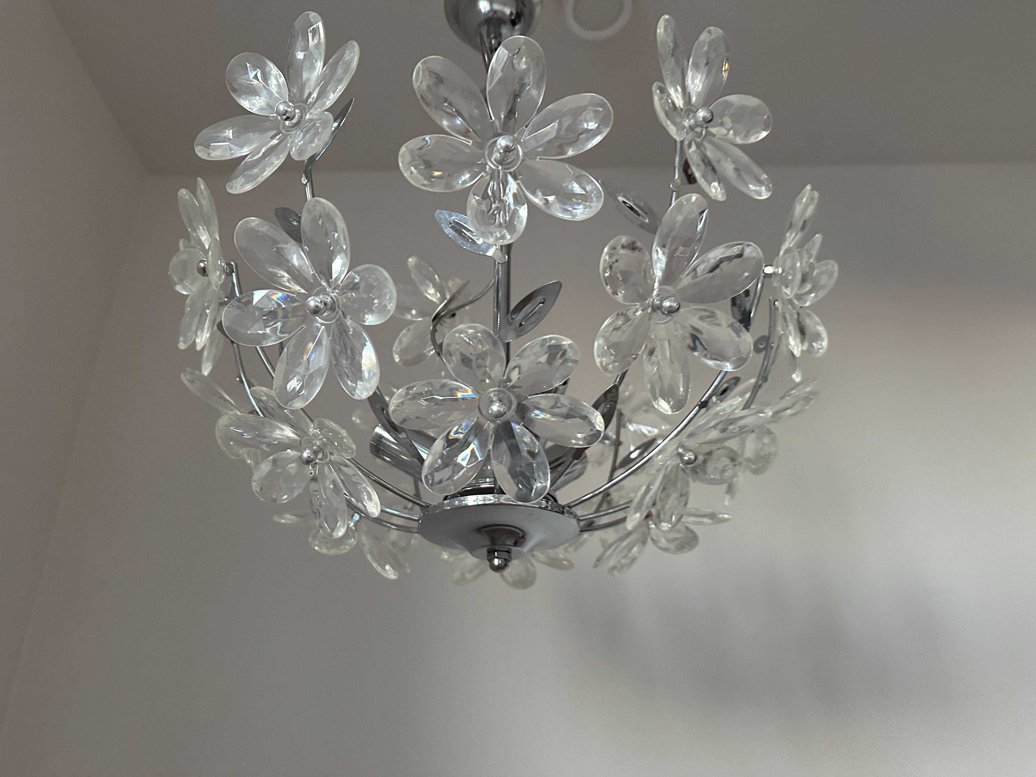 Lampa ozdobna sufitowa/żyrandol z kwiatami + kinkiet