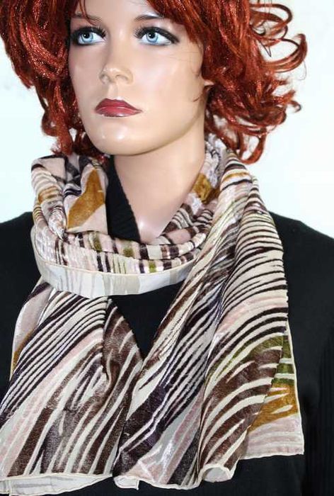 G8 GALITZINE Aksamitny Szal Jedwab 34x160