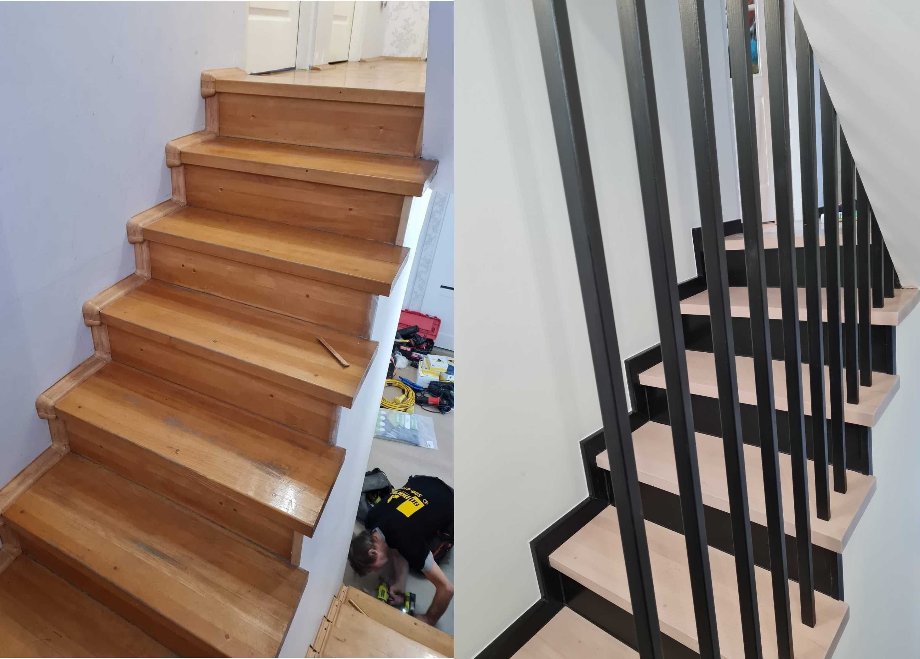Cyklinowanie bezpyłowe Renowacja schodów Nowoczesne barwienie Listwy