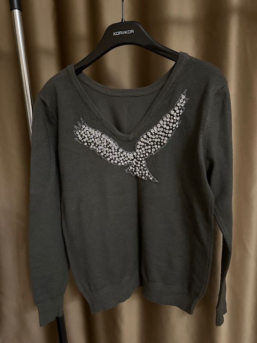 Кофта светр  шикарнмй актуальний колір хакі на дві сторони xs-s