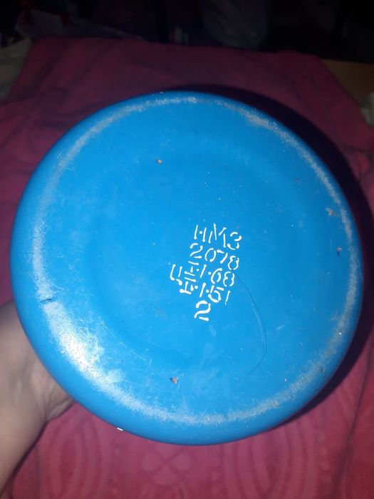 Винтажный эмалированный бидон для молока синего цвета СССР бидончик