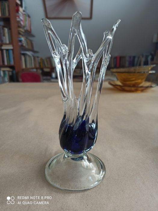 Macora, wazon, świecznik - czeskie szkło artystyczne