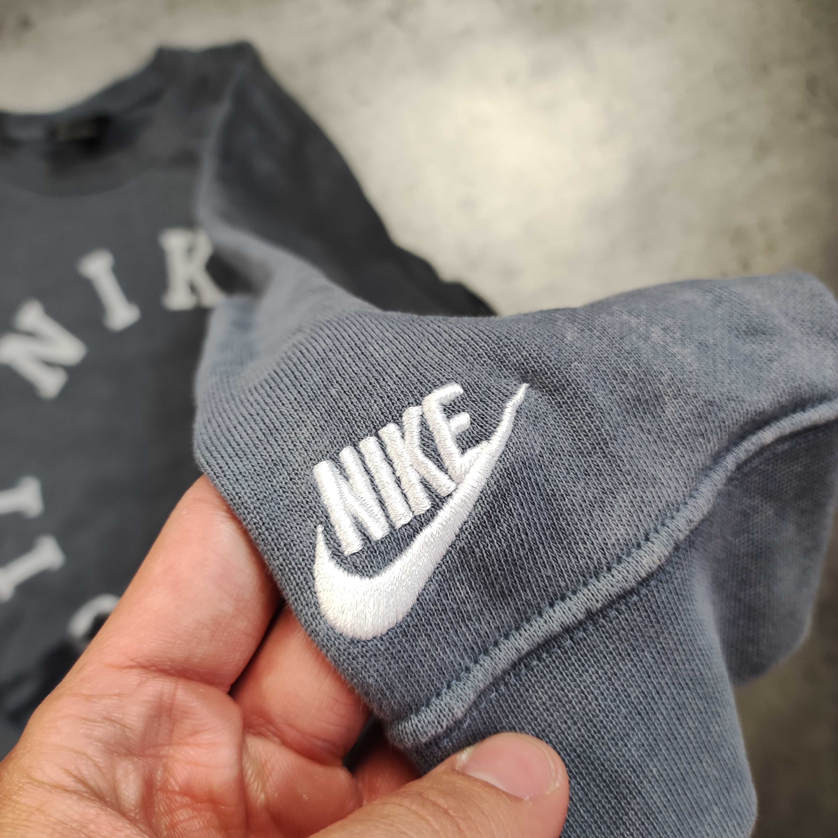 MĘSKA Bluza Nike Duże Logo Szara Tie Dye Bawełniana Crewneck NIKE
