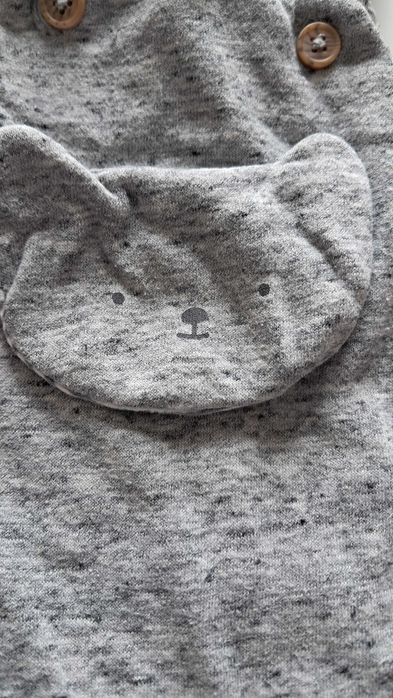 Spodnie na szelkach niemowlęce materiałowe lekko ocieplane kotek H&M