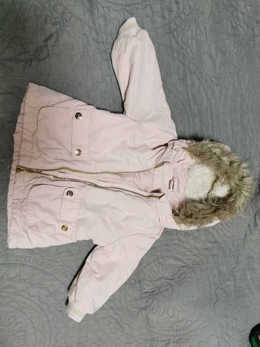 Kurtka pudrowy róż dla dziewczynki H&M roz. 74