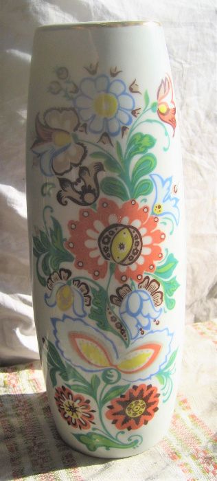 Porcelanowy wazon WALBRZYCH '60 sygnowany super stan Krzysztof kwiaty