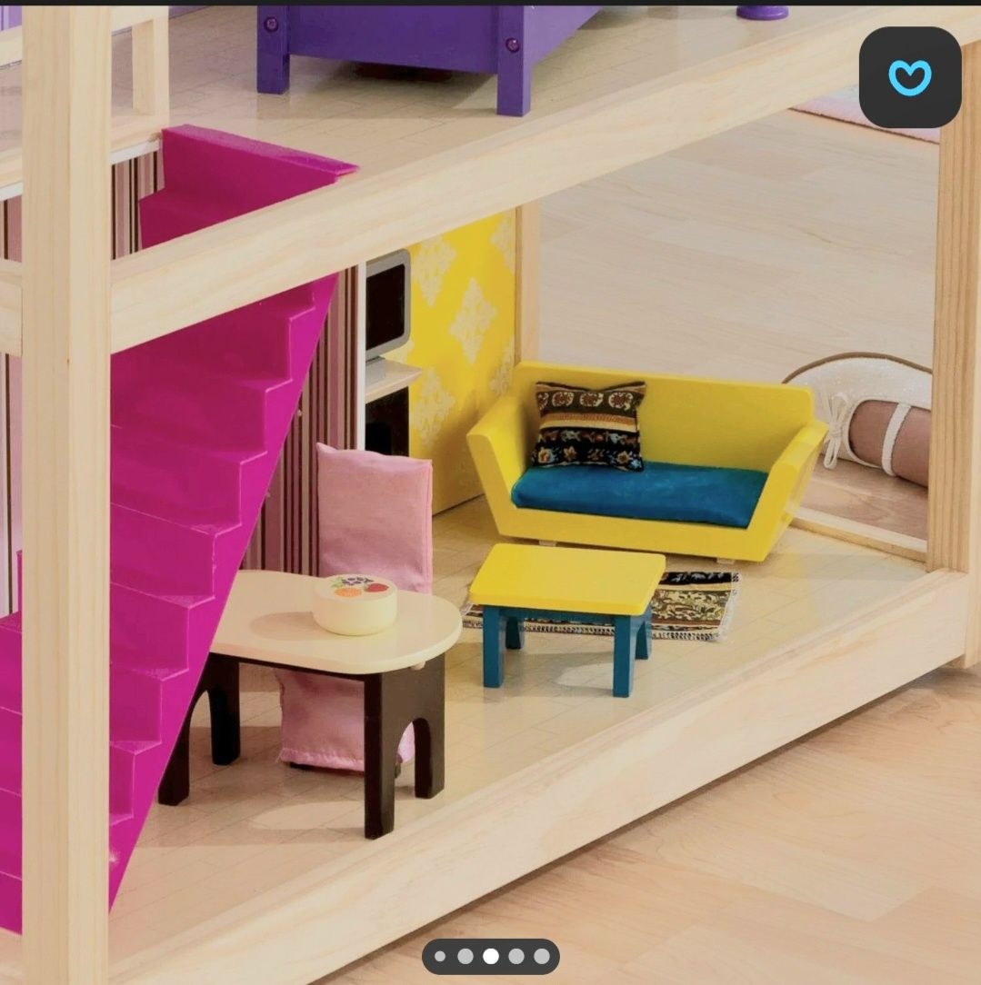 Кукольный домик KidKraft открытый на 360 на колесиках с мебелью 46 пр.