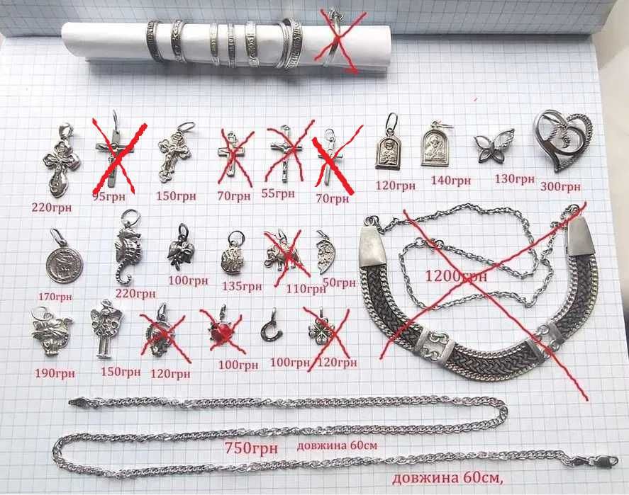 Срібло, серебро 925 підвіска ,хрестик ,кіт,риба,слон,іконка, ювелірка