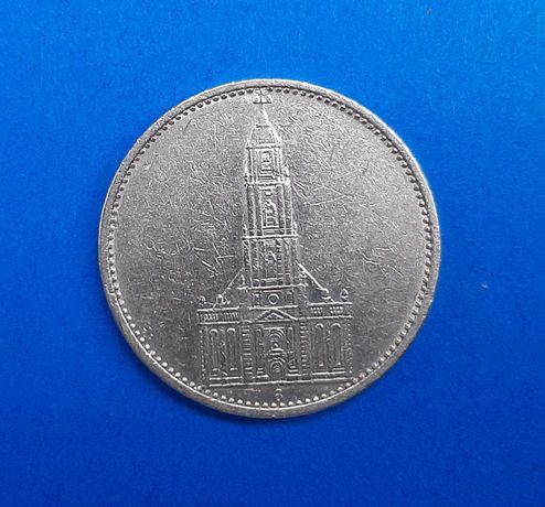 Niemcy III Rzesza 5 marek rok 1934 "G" Kościół Poczdam, srebro 0,900