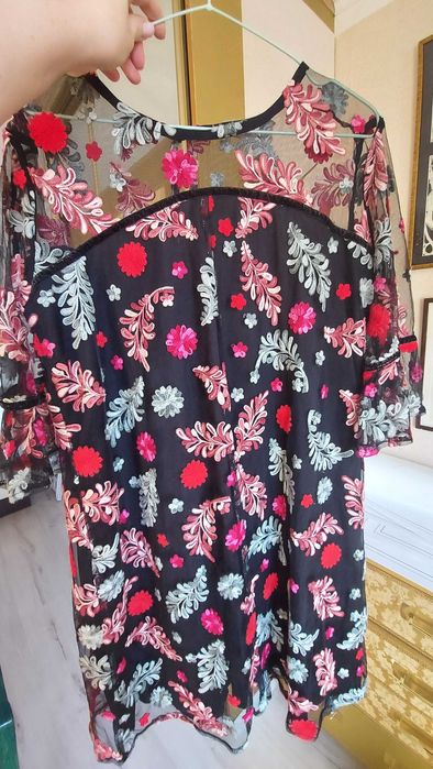 42,44 L XL sukienka haft kolorowa wesele elegancka kwiaty