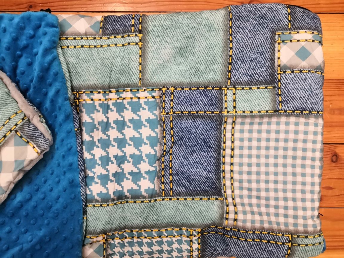 Śpiwór plus mufka zimowy minky patchwork