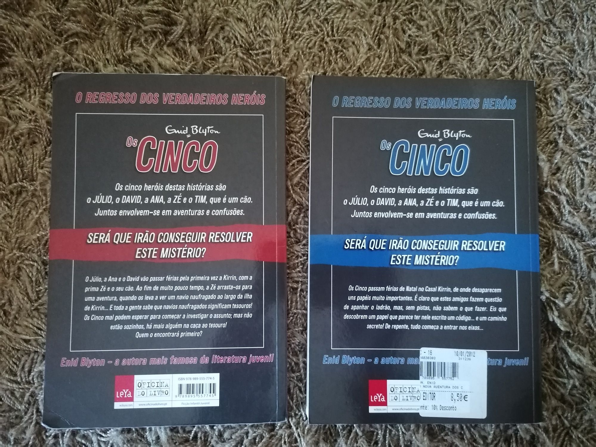 2 livros "Os cinco"