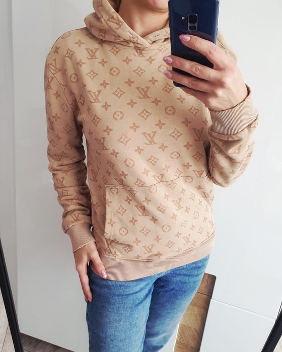 Louis Vuitton 36 S beżowa bawełniana bluza z kapturem stan bardzo dobr