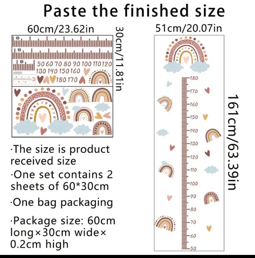 Régua de crescimento - autoadesiva - quarto de bebe