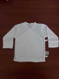 Biała koszulka ażurowa chrzest 68